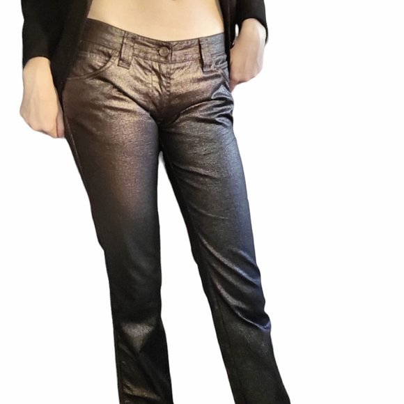 Y2k DOLCE & GABBANA vintage Metallic LOW RISE Jeans - Picture 6 of 10
